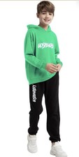 Boy's Pullover Hoodie Jogging Pants Set 2 Pieces Sweatsuit-SIZE 11-12years