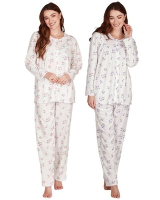 Damen-Schlafanzug ''Florentiner'' Kuschelstrick Langarm Nachtwäsche Pyjama 