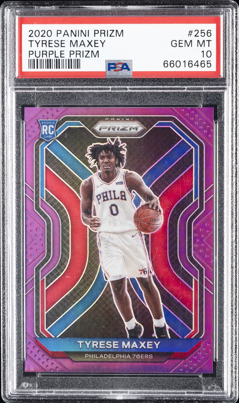 2020 PANINI PRIZM PURPLE PRIZM #256 TYRESE MAXEY 29/99 PSA 10