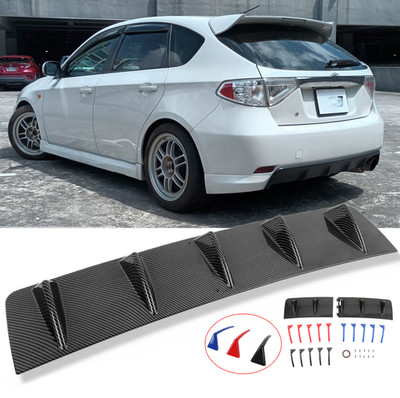 For Subaru Impreza Rear Bumper Diffuser Lip Splitter Spoiler Shark 5 Fins Carbon