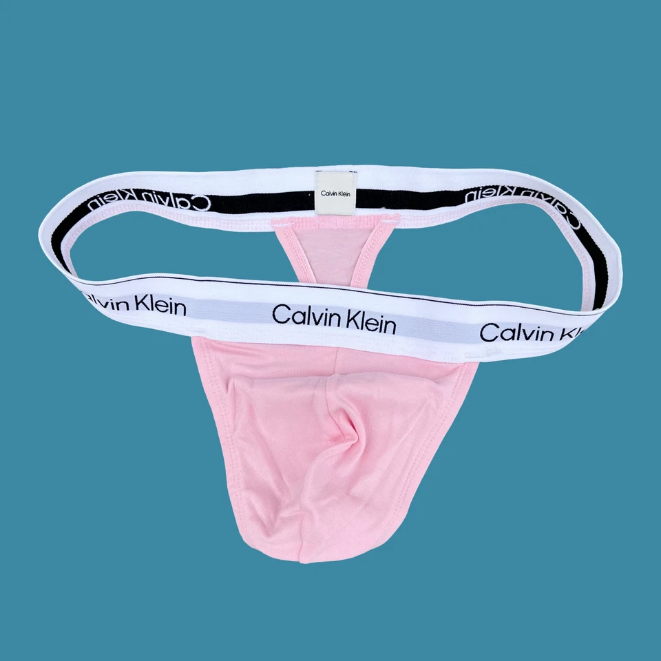 Calvin Klein CK Hombre Rosa Icono Algodón Tanga Tanga Ropa Interior S M L XL Foto 3 de 4