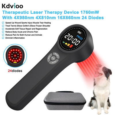 Cold Laser Therapy Handheld 1760mW 660 810 980nm for Dogs Cats Pain Relief Home