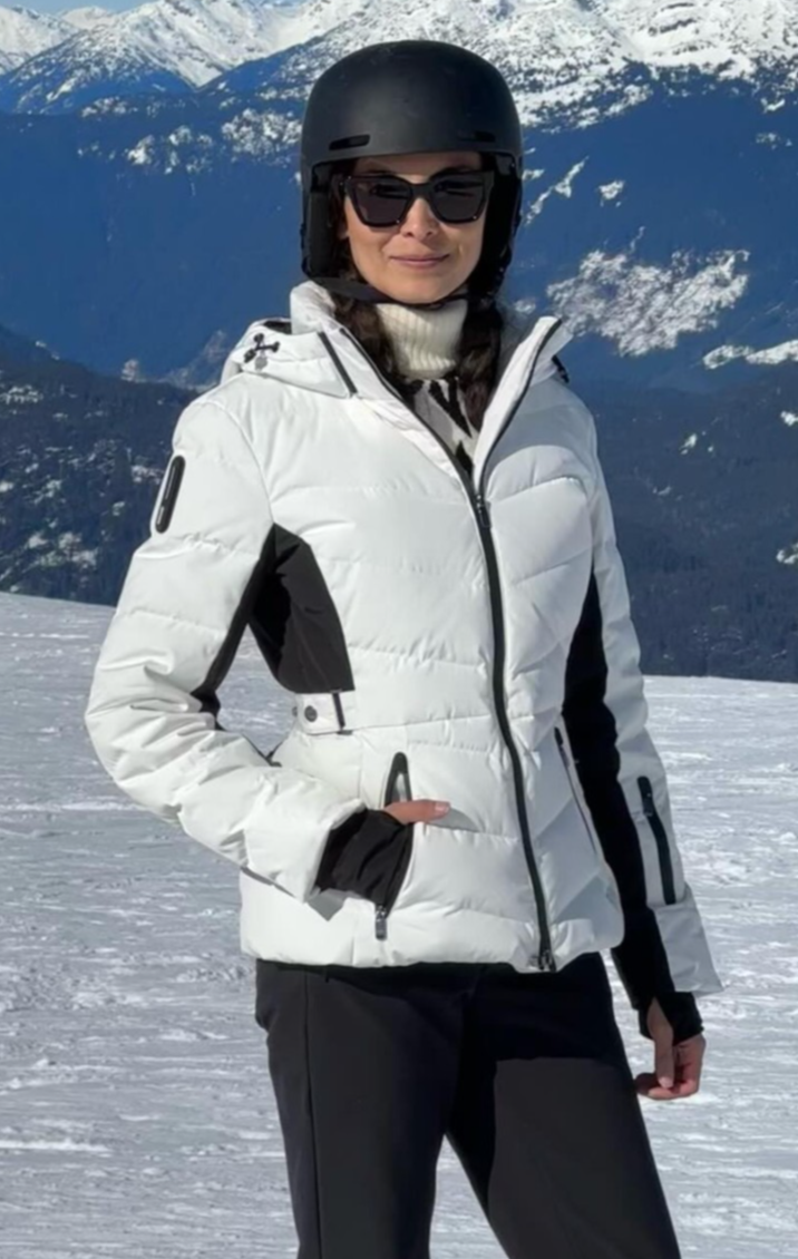 Zara Ski Recco Down Jacket Water & Wind Proof White Black Size M