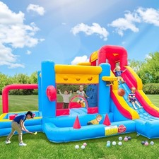 16x16x10ft PVC Commercial Inflatable Bounce House w/Golf Game Slide and Ball Pit