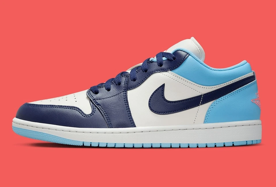 Zapatillas deportivas Nike Air Jordan 1 Low Sail azul frío para hombre 553558-149 Foto 3 de 4