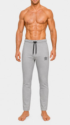 Umbro Men's Non-Tapered Knit Jersey Pants-Pockets-Button Fly-Grey-NWT