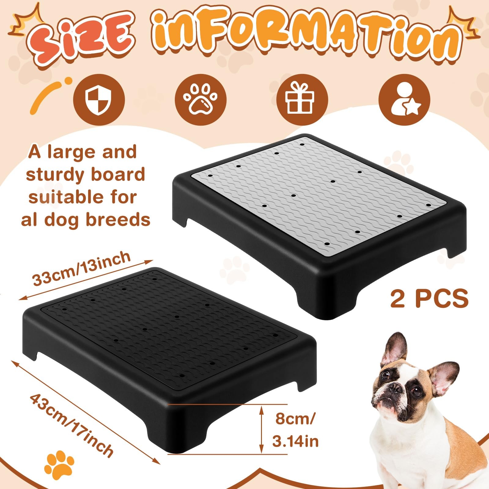 2 Pcs Dog Training Platform Dog Place Board with Non-Skid Surface, Portable A...