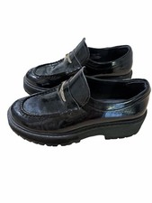 Steve Madden Chunky Loafers Women s 7.5 Black Patent Platform Penny Loafers