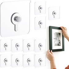12 Pcs Picture Hangers without Nails, 20 Lb Adhesive Wall Hooks