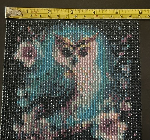 Owl and Flowers Diamond Art 6” x 6” Completed Collectible - Picture 3 of 4