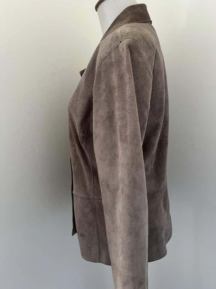 Chaqueta Blazer Brandon Thomas Para Mujer Talla M Beige Gamuza Cuero Foto 2 de 4