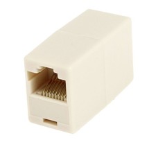 RJ45 Female Dual Phone Adapter Connector Beige