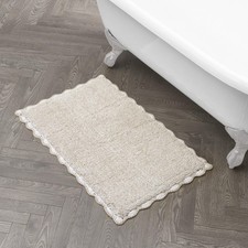 Heathered Crochet Border 100 Cotton 20"x32" Skid-Resistant Bath Rug, Taupe S...