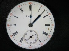Antique 1900 Elgin Pocket Watch Movement Porcelain Dial - For Parts/Repair