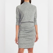 Express Supersoft Long Sleeve Mock Neck Dress Grey Size Small NWT
