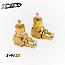 2 Pack Right Angle RCA Adapter 90 Degree Gold...