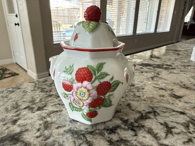 Vintage 1991 Lenox Orchard Porcelain Raspberry Jelly Jam Jar with Lid NO SPOON