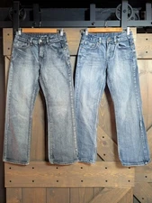 2 Pair Boy Youth Size 12 Flypaper Brand Med-dk Denim Patterns On Back Pockets