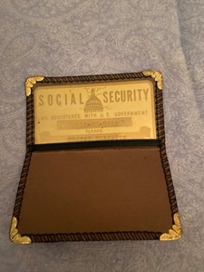 Antique Vintage Expired Brass Metal SOCIAL SECURITY U.S. Government Wallet Card