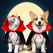 Pet Halloween Vampire Cape Witch Cloak with Headband for Large Dog Cosplay Party