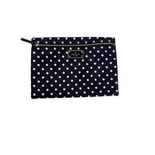 Kate Spade New York Polka Dot Cosmetic Travel Pouch Clutch Bag Black White