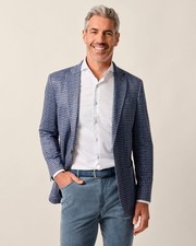 johnnie-O Top Shelf Houndstooth Knit Sport Coat - Thayer Mens Laguna Blue Size