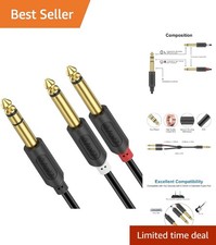 Gold Plated 1/4 Inch TRS to Dual TS Y Splitter Cable - 3 Feet for Sound
