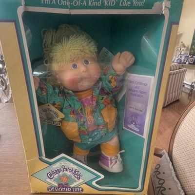 Cabbage Patch Kids Designer Line Play Doll Blonde Curly Hair Blue Eyes w/ Papers