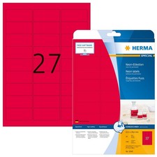HERMA Self Adhesive Coloured Labels, 27 Labels Per A4 Sheet, 540 Labels For Prin