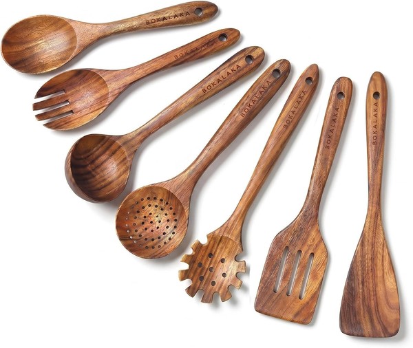 HolzlöFfel Zum Kochen, 7-Teilig, Holzutensilien Zum Kochen, KüChenhelfer-Set, H-image
