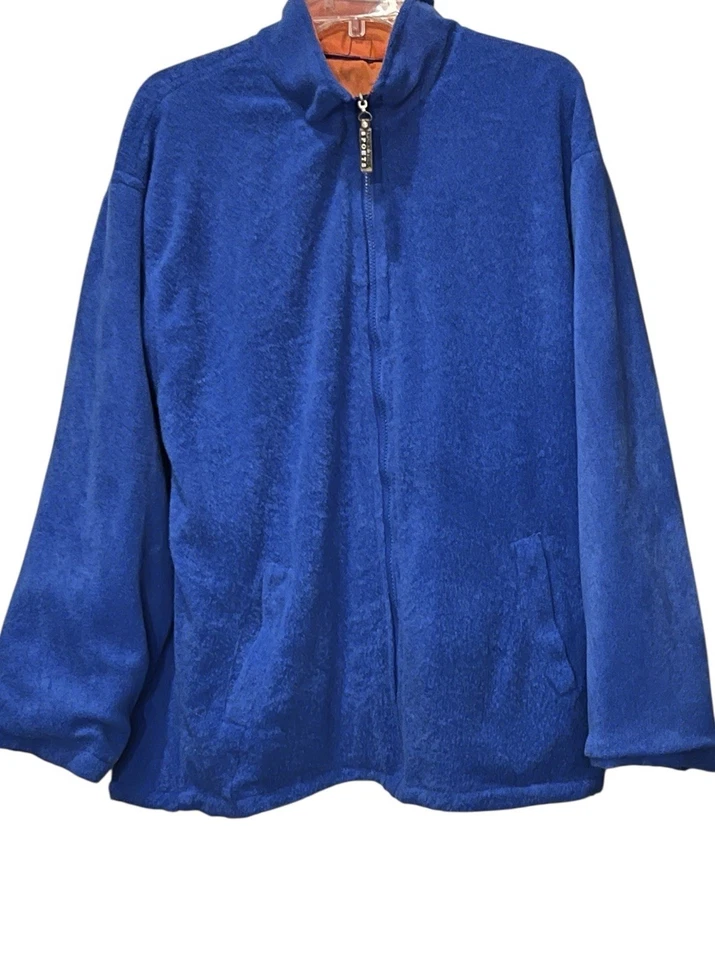 VTG Blue & Orange Men's XL Reversible Windbreaker/Fleece Jacket Full Zip - Image 3 of 4