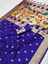 Indian Banarasi Seide Saree Bollywood Designer Zari Arbeit Mit Bluse Teile