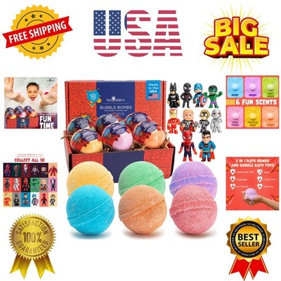 Superhero Bath Bombs for Kids with Surprise Toys Inside 6 Pack - Large Bubble...
