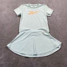 Reebok Skort Shirt Set Girls XL 12 Mint Green Athletic T-Shirt Skirt 2-Piece