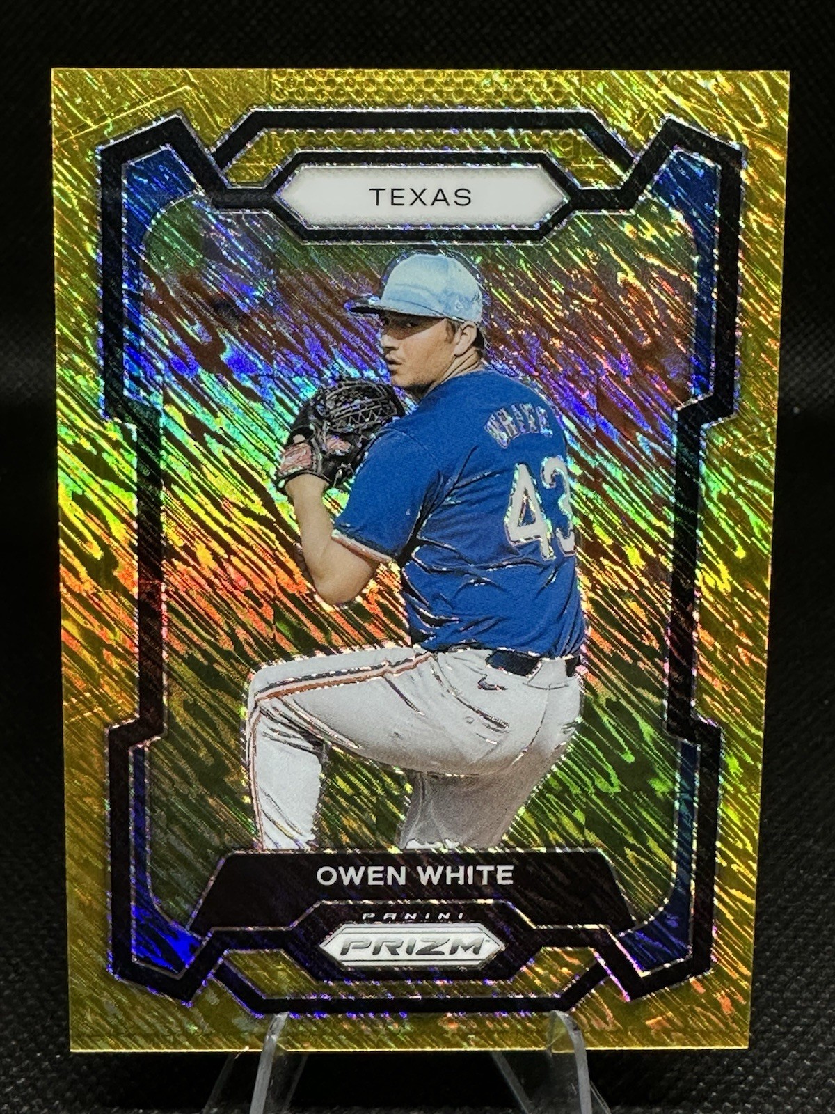 Owen White 2024 Panini Prizm Baseball Gold Shimmer Prizm 7/7 FOTL Rangers