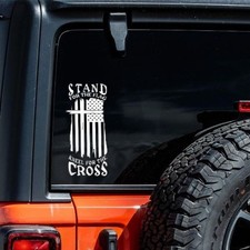 Christian Decal Sticker 2-Pack: Stand for The Flag, Kneel for The Cross - 8 Inch