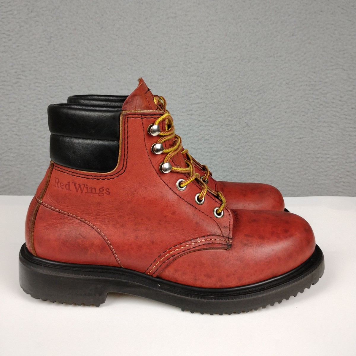 Vintage Red Wing Boots Womens Wide Brown Leather Steel Toe Made