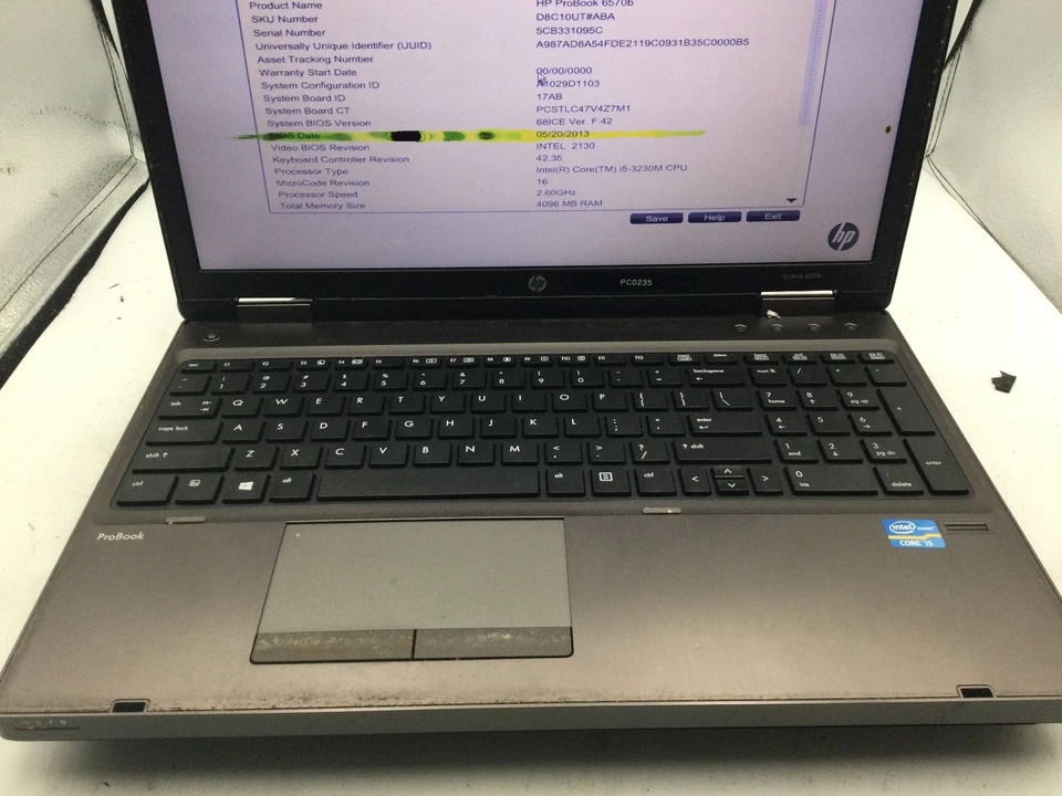 HP PROBOOK 6570B - BOOTS TO BIOS  - INTEL I5 3230M - 4GB RAM - READ DESC- BB - Image 3 of 4