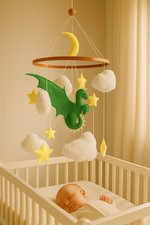 Baby Mobile Dragon Nursery Decor Neutral Felt Handmade Baby Shower gift