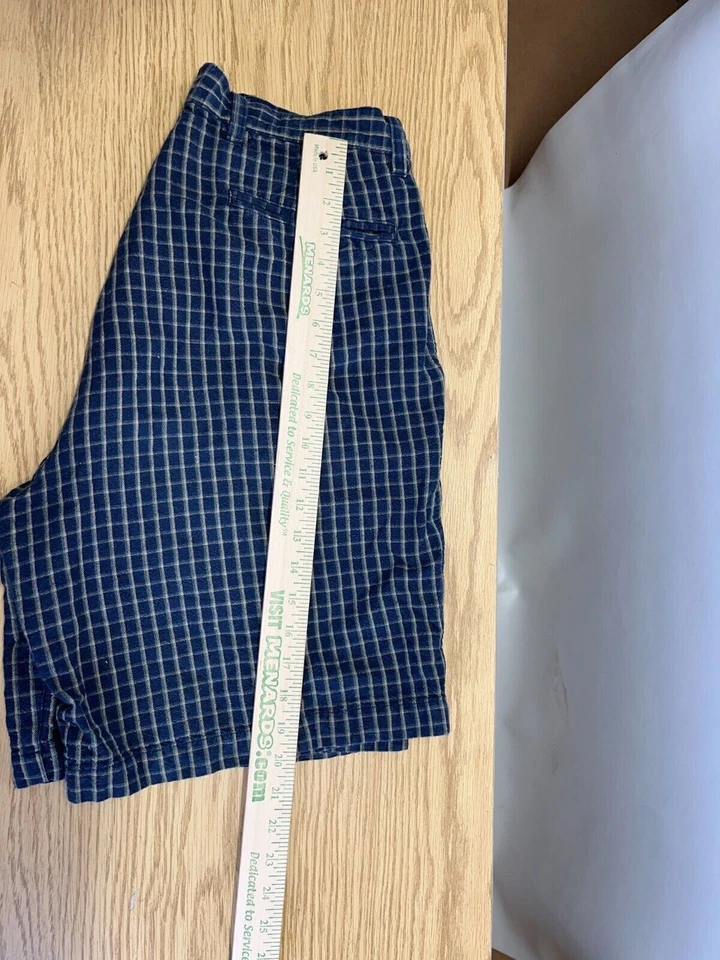 Pantalones Cortos Chinos Eddie Bauer Para Hombre Talla 34 Azul Marino Cuadros Frontales Plisados tiro Medio Foto 4 de 4