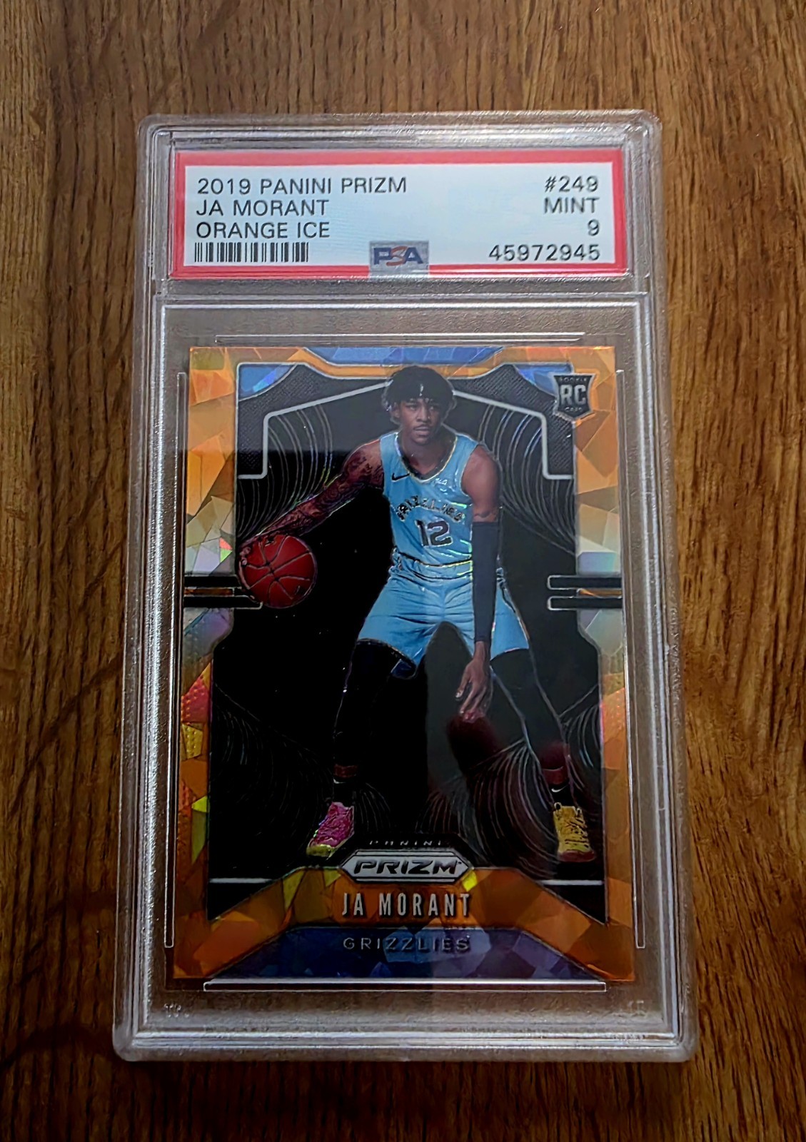 JA MORANT PSA 9 2019 PANINI PRIZM #249 ORANGE ICE ROOKIE RC