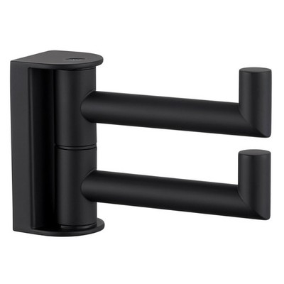 Angle Simple Swivel Double Towel Hook Matte Black, 304 1 Pack, Black