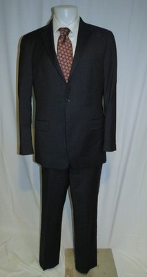 Hickey Freeman Milburn Recent Blue Striped Two Button Suit 42L