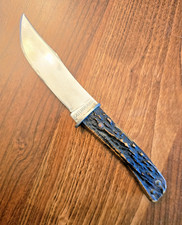 old CATTARAUGUS Vintage Stag Handled Outers Pattern Straight Knife