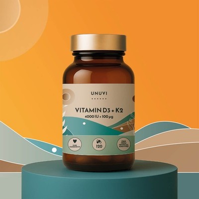 Vitamin D3 K2 4000 IE 100 mcg 120 Kaps Supplement Immunität Knochen UNUVI