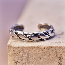 Size 3, vintage Sterling silver handmade band, 925 cable open ring