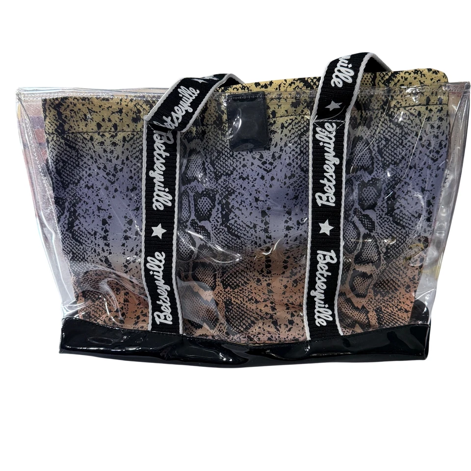 NUEVO CON ETIQUETAS Betseyville Bolso de Mano Transparente Arco Iris Piel de Serpiente Impresión Tela Adjunto Inserto 15X10X5 Foto 3 de 4