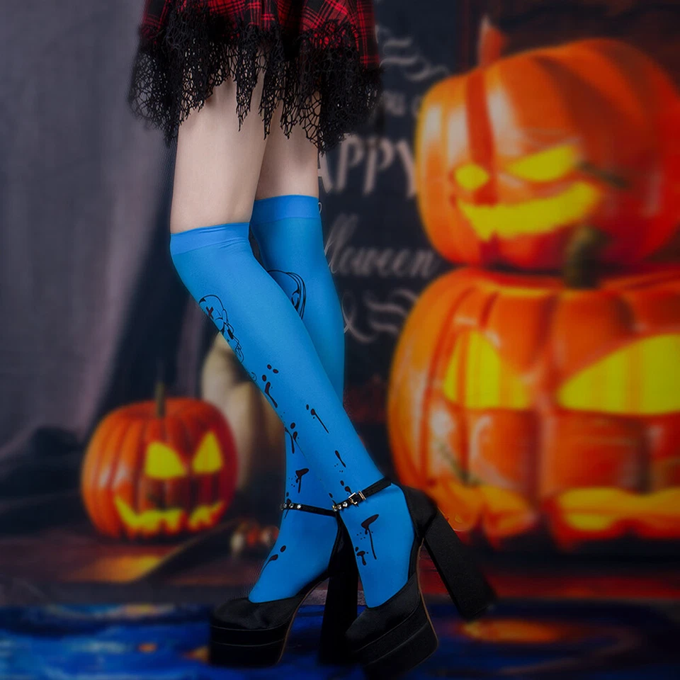 Printed Socks Halloween Socks Thigh High Socks Hosiery Long Stockings Stretch↔ - Image 4 of 4