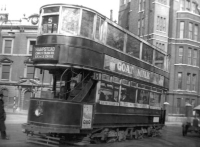 Vintage Straßenbahn Foto London Hampstead Chalk Farm Great College Street OXO