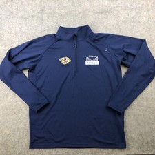 Nashville Predators Pullover Mens Medium Blue Yellow 1/4 Zip Jacket Yuengling